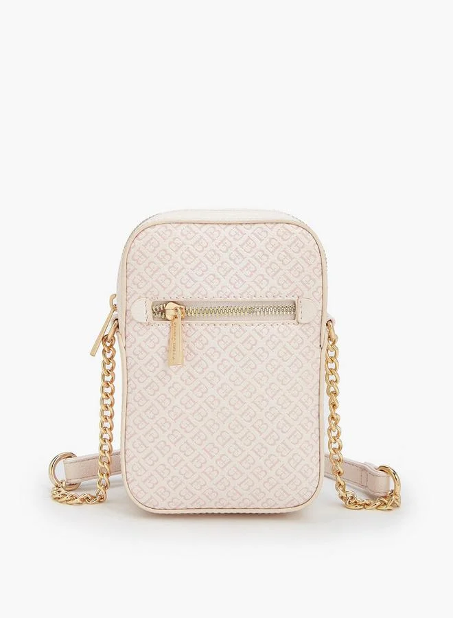 Flora Bella By Shoexpress Flora Bella Monogram Print Crossbody Bag With Zip Closure